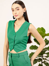 STREET 9 Women V-Neck Woven Waistcoat