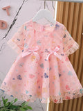 YK Girls Conversational Self Design Cotton Fit & Flare Knee Length Dress