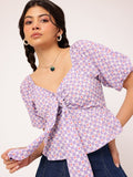 DressBerry Vibe Check Printed Smocked Empire Top
