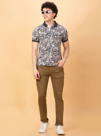 Being Human Men Floral Printed Polo Collar Pockets T-shirt