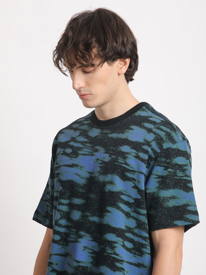 THE BEAR HOUSE Camouflage Printed Drop-Shoulder Sleeves Cotton T-shirt