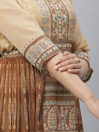 AURELIA Ethnic Motifs Printed Gathered Detail Georgette Maxi Dress