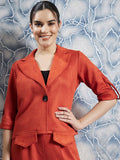 Athena Rust Notched Lapel Collar Coat With Trousers Co-Ords
