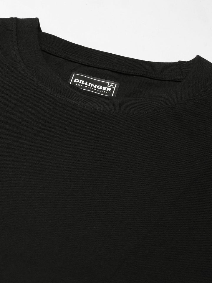 DILLINGER Men Black Solid Pure Cotton Drop-Shoulder Sleeves Oversized Fit T-shirt