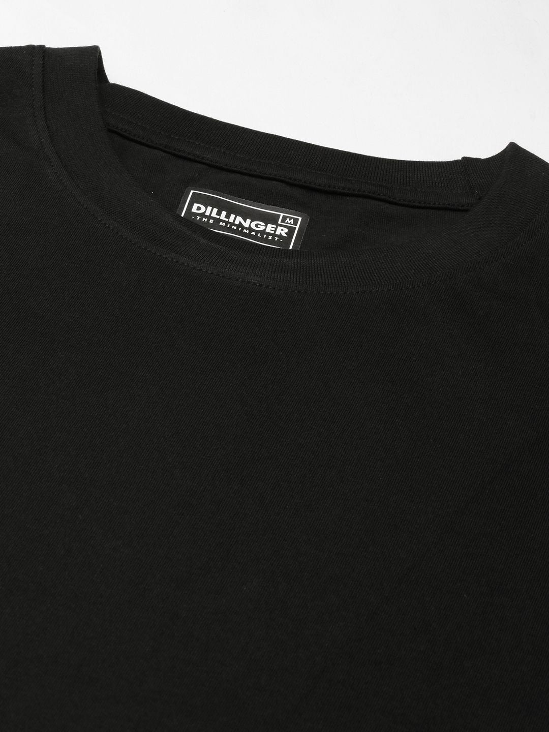 DILLINGER Men Black Solid Pure Cotton Drop-Shoulder Sleeves Oversized Fit T-shirt