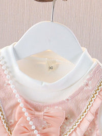 YK Girls Cotton Self Design Fit & Flare Dress