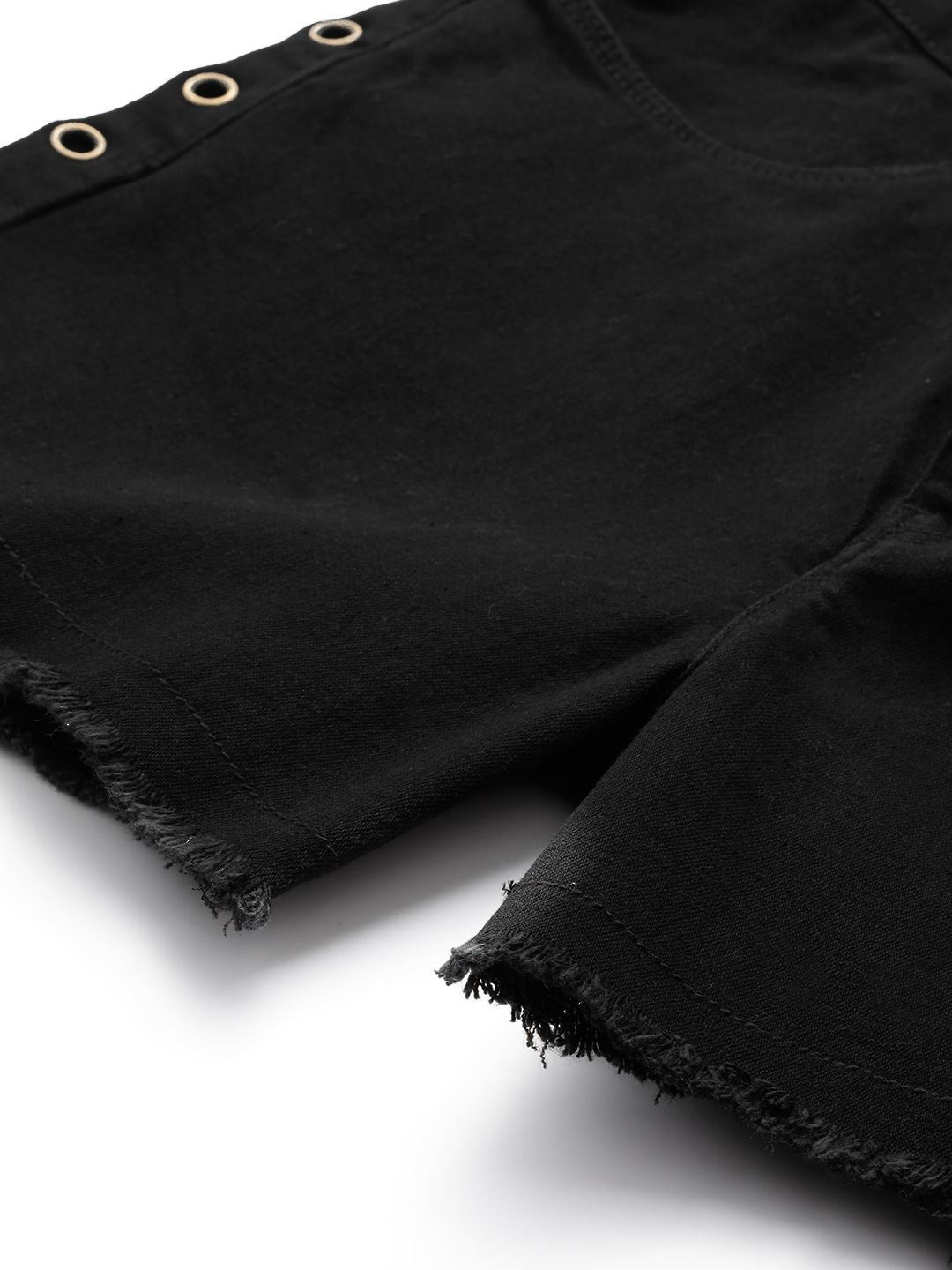 DressBerry Women Black Solid Regular Fit Denim Shorts