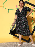 Berrylush Curve Floral Crepe Midi Dress