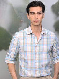 RARE RABBIT Men Campo Slim Fit Tartan Check Opaque Cotton Shirt