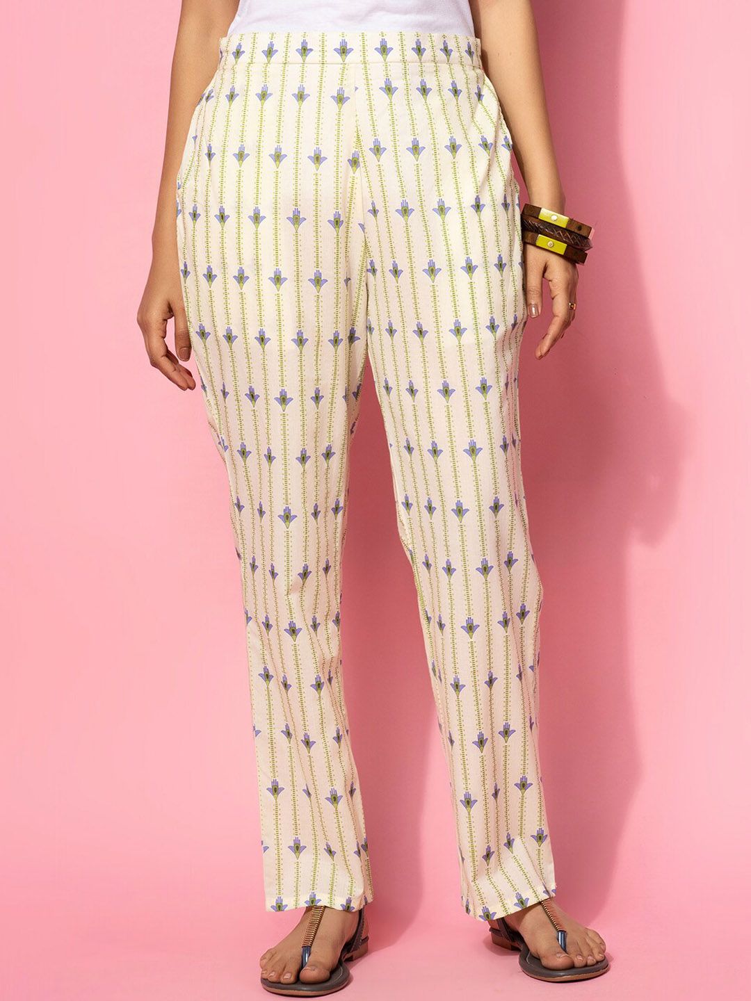 Libas Floral Printed V Neck Pure Cotton Kaftan Co-Ords