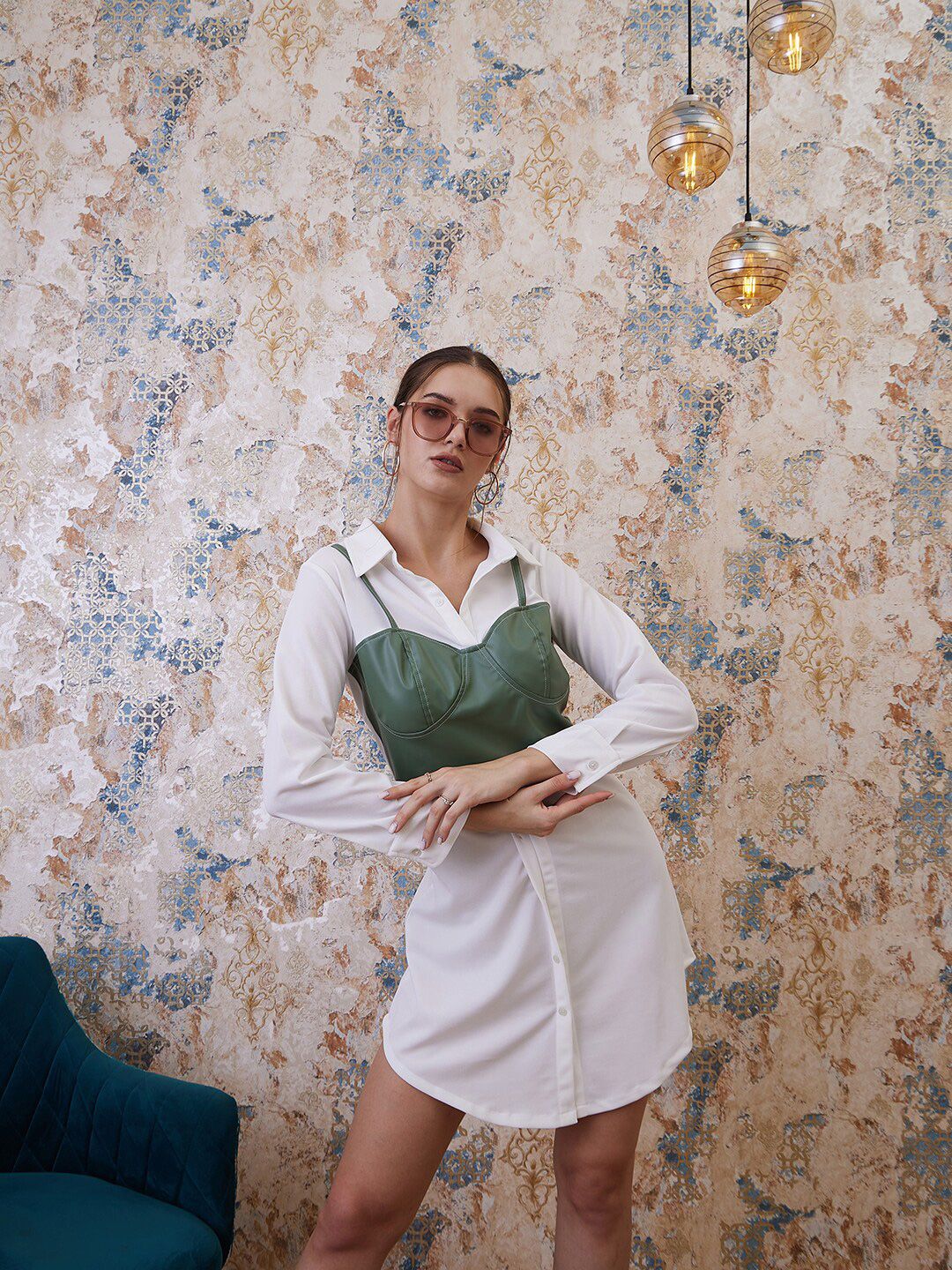 Athena Shirt Collar A-Line Party Mini Dress