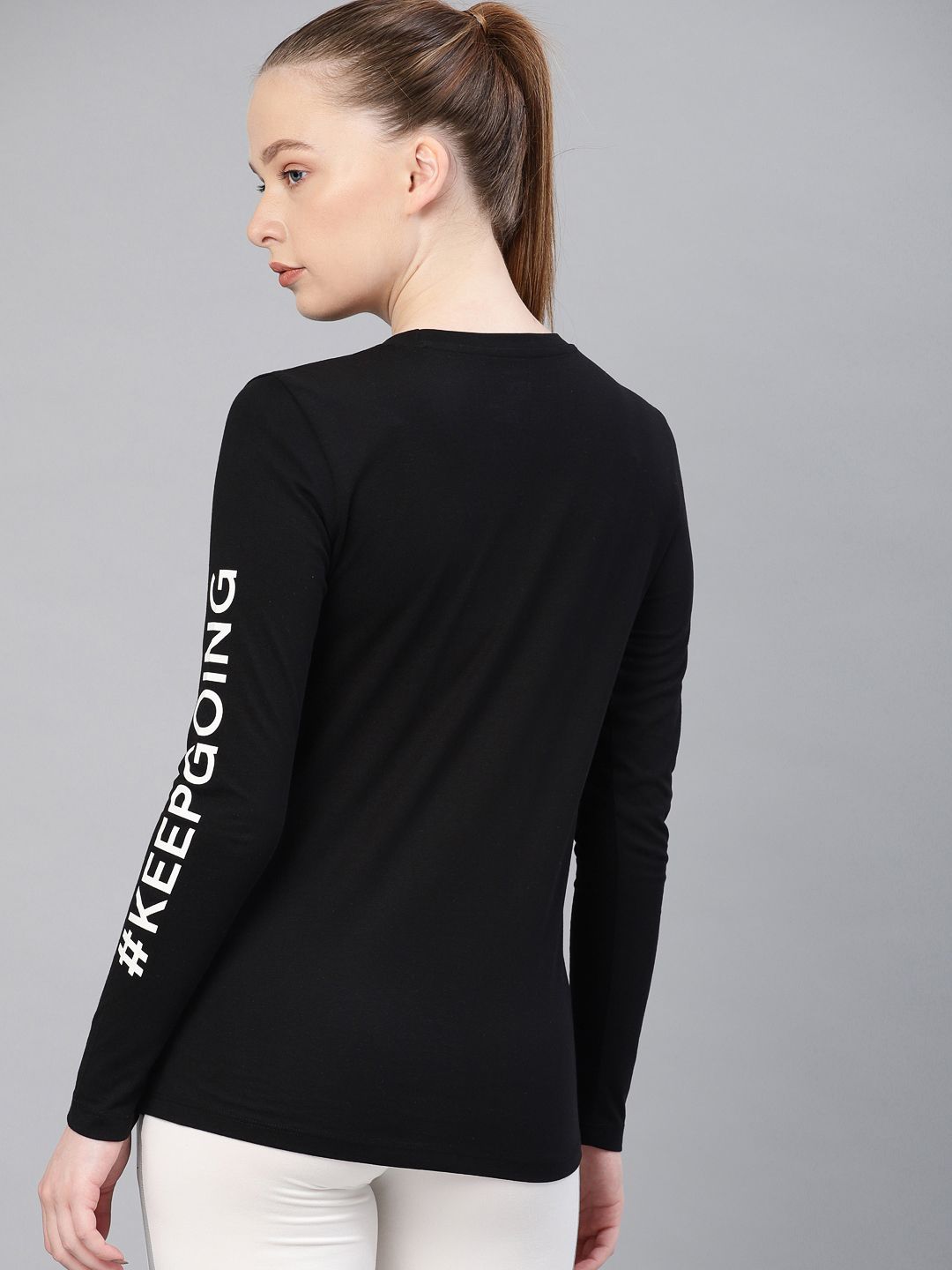 HRX by Hrithik Roshan Women Black Solid Round Neck T-shirt