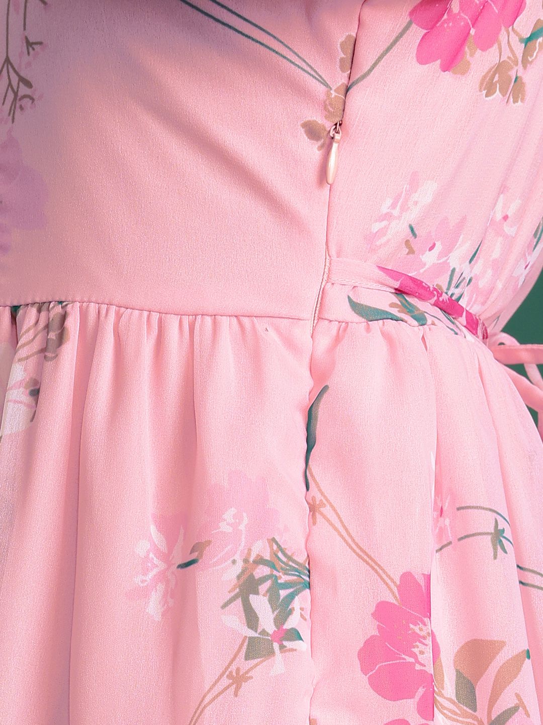 DressBerry Floral Print Puff Sleeve A-Line Dress