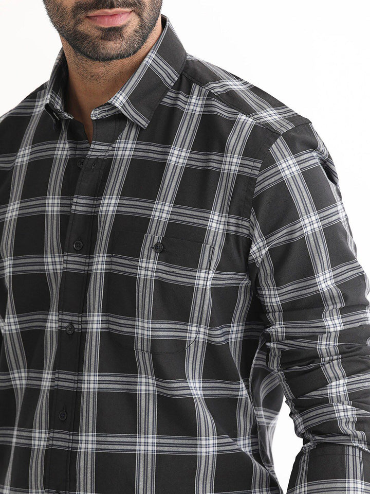 RARE RABBIT Men Imperial Slim Fit Checked Cotton Shirt