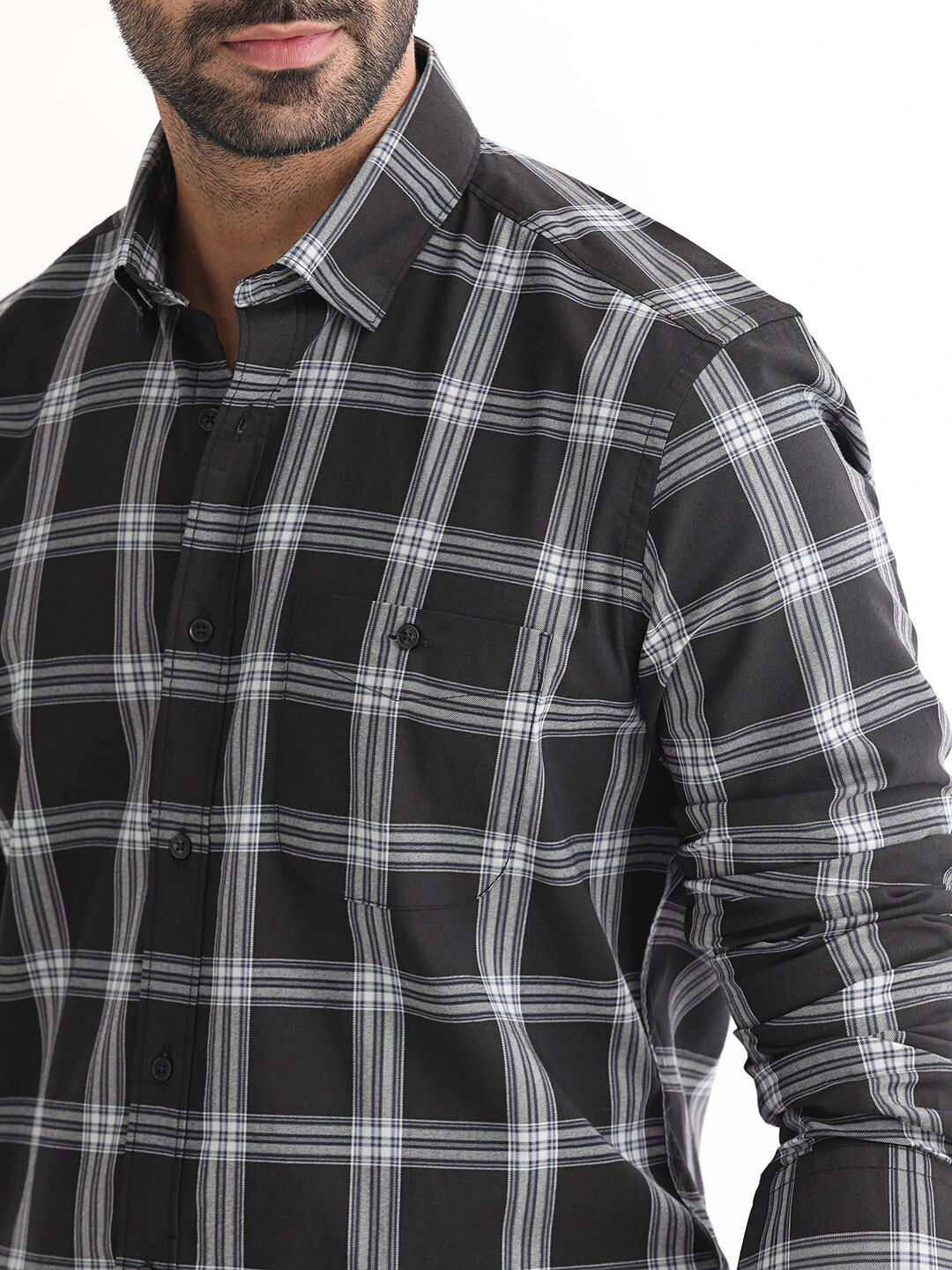 RARE RABBIT Men Imperial Slim Fit Checked Cotton Shirt