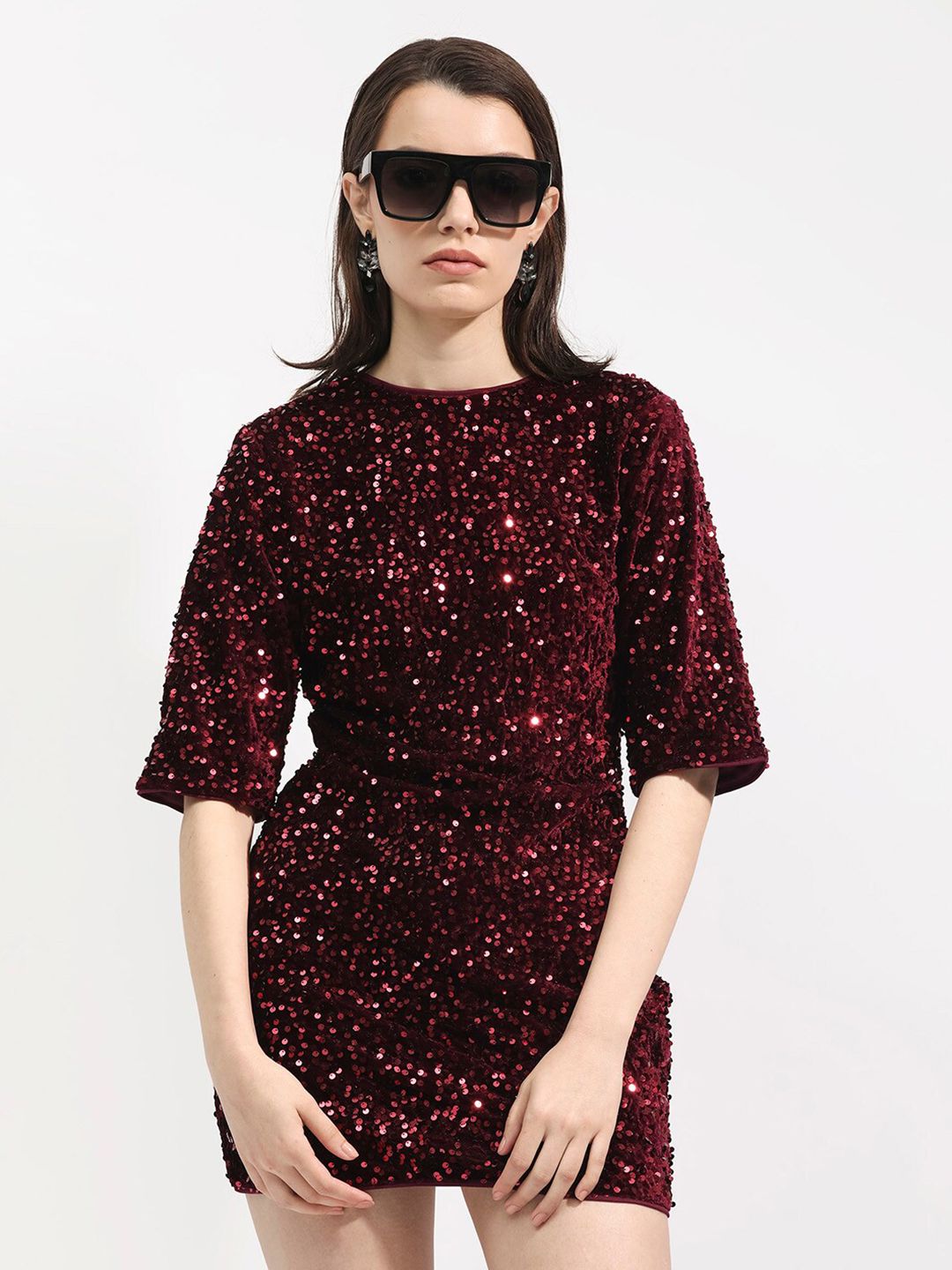 RAREISM Embellished Sequinned Sheath Mini Dress
