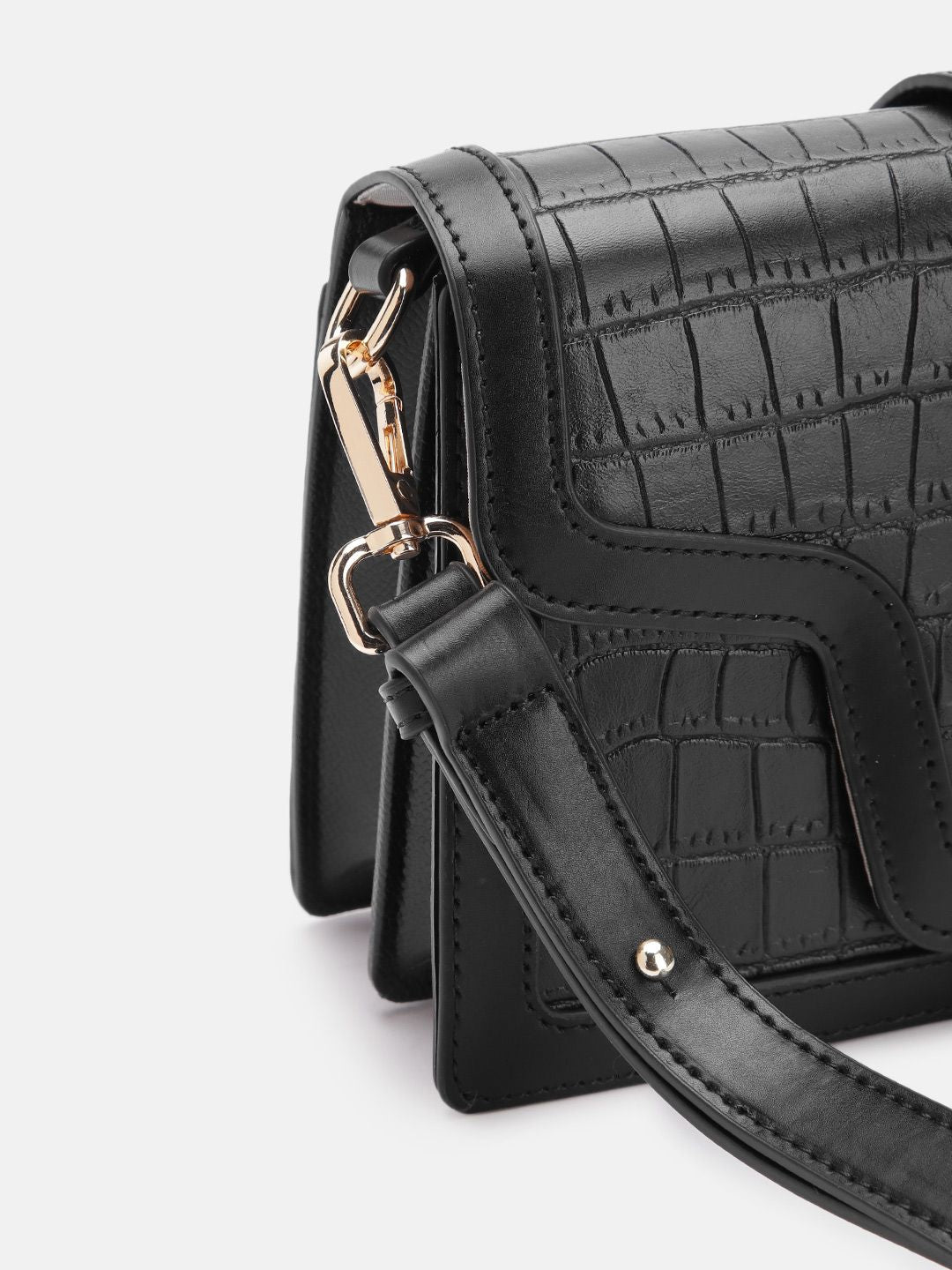 Lino Perros Croc Textured Structured Shoulder Bag