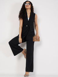 SASSAFRAS Women Black High-Rise Parallel Trousers