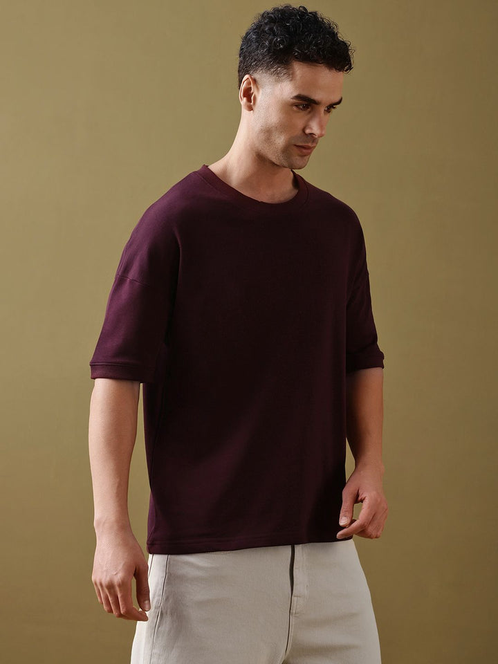 DILLINGER Men Solid Ultra Soft Drapey Cotton Oversized Drop Shoulder T-Shirt