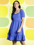 DressBerry Textured Sweetheart Neck A-Line Dress