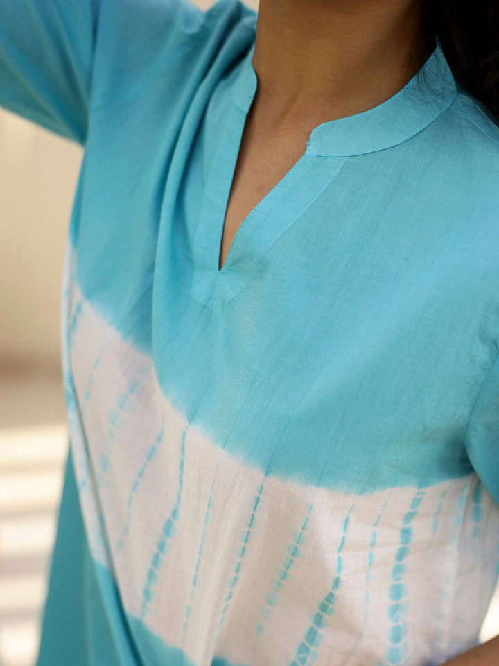 SANSKRUTIHOMES Blue Tie and Dyed Pure Cotton Night suit