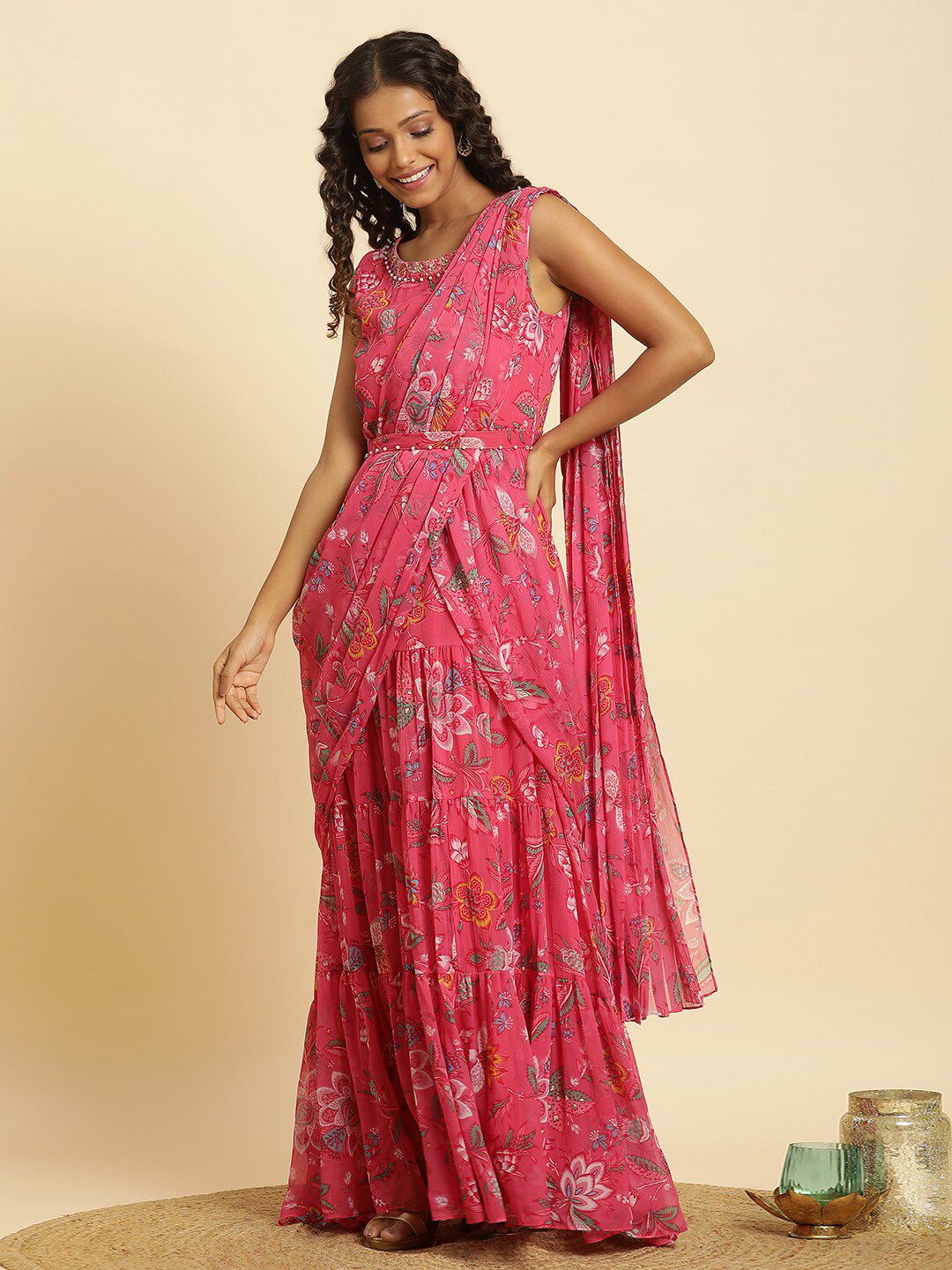 W Floral Printed Ethnic Maxi Dress