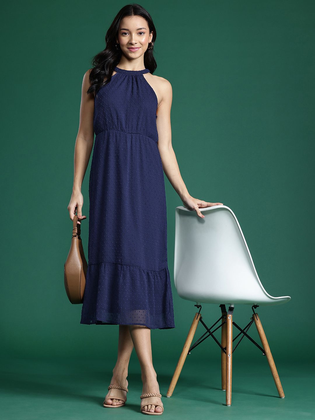 DressBerry Dobby A-Line Midi Dress