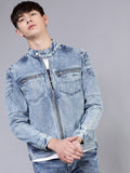 HIGHLANDER Men Blue Solid Denim Jacket