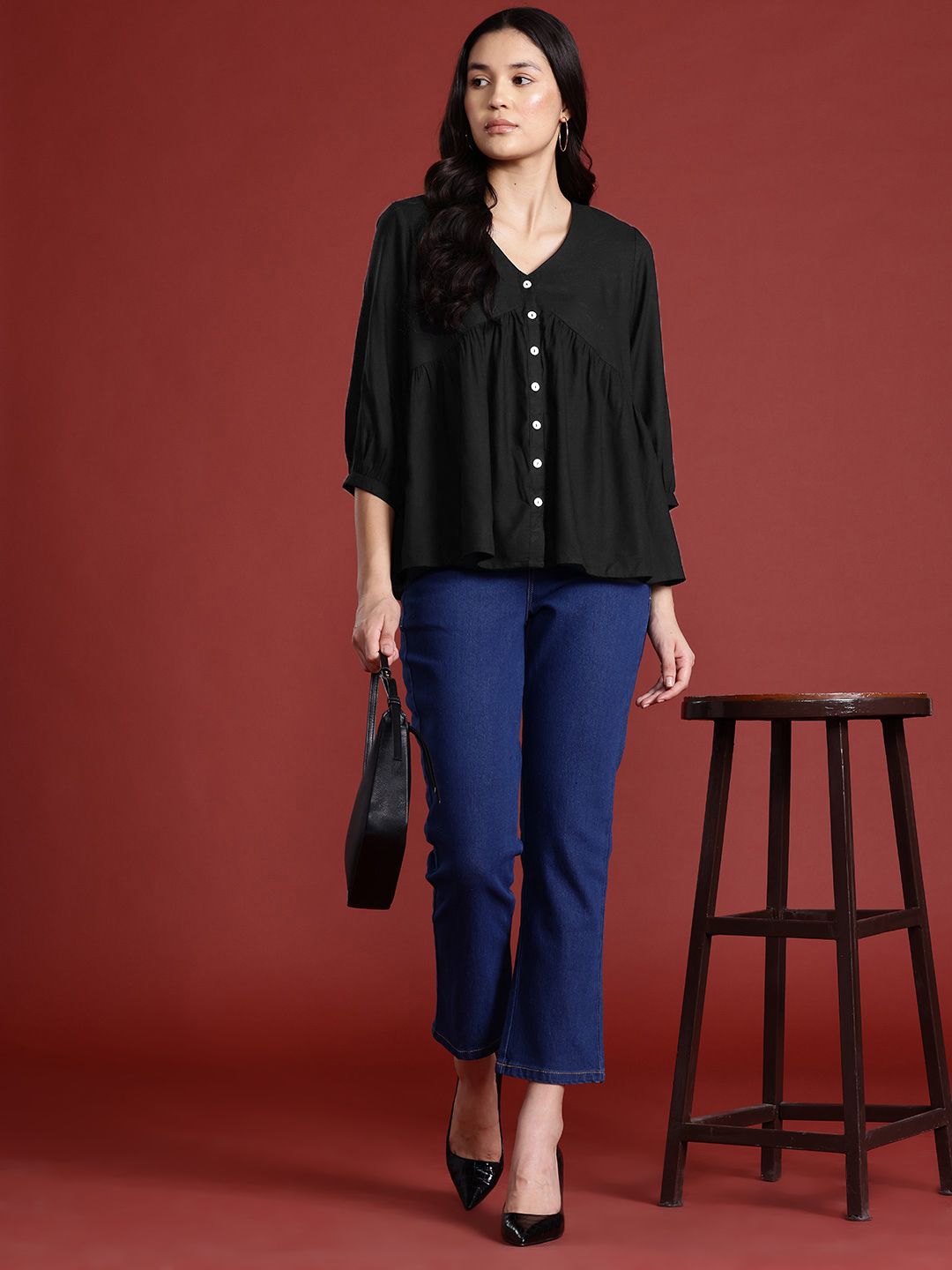 all about you Puff Sleeve Empire Top