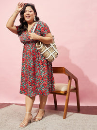 Berrylush Curve Floral Printed Fit & Flare Dress