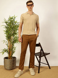 Thomas Scott Men Knit Striped Polo Collar T-shirt