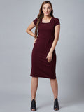 Athena Women Burgundy Solid Sheath Dress