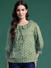 DressBerry Printed Peter Pan Collar Cotton Top