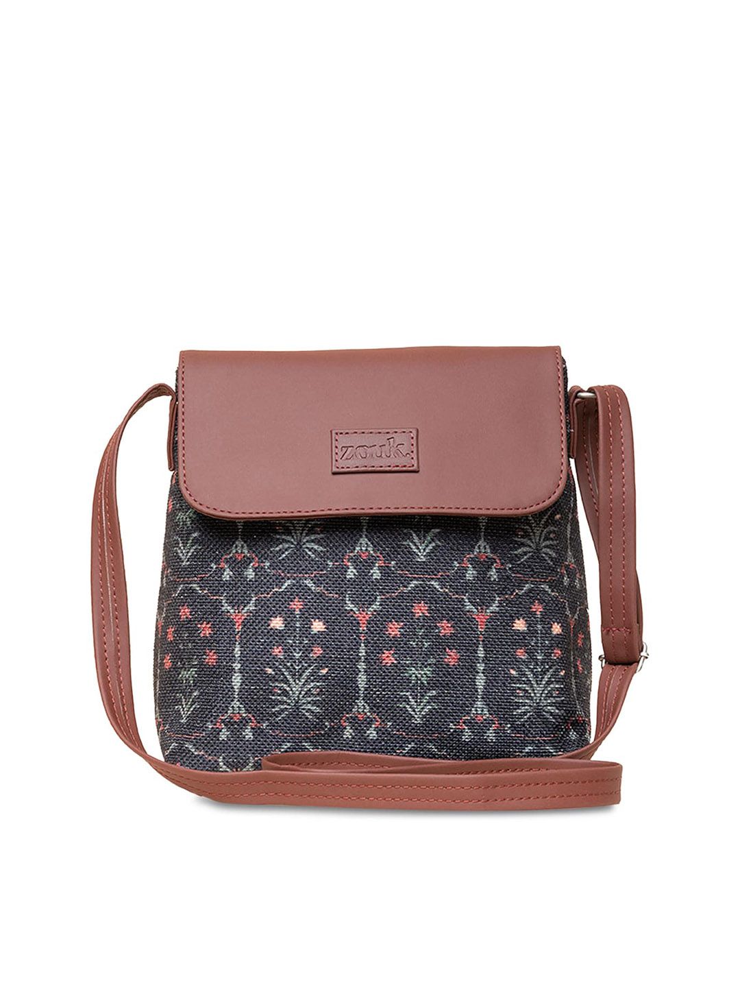 ZOUK Ethnic Motifs Printed Structured Sling Bag
