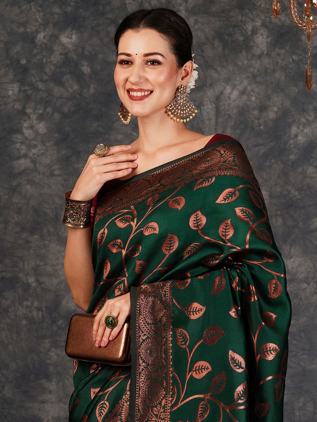 KALINI Woven Design Zari Silk Blend Banarasi Saree