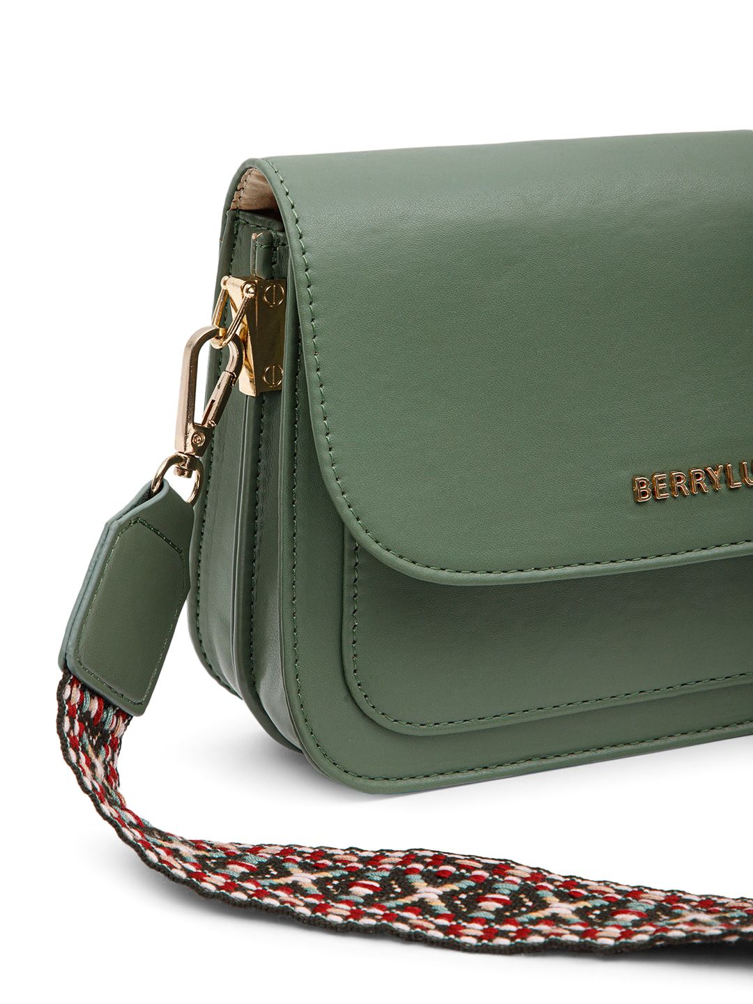 Berrylush Green Structured Sling Bag