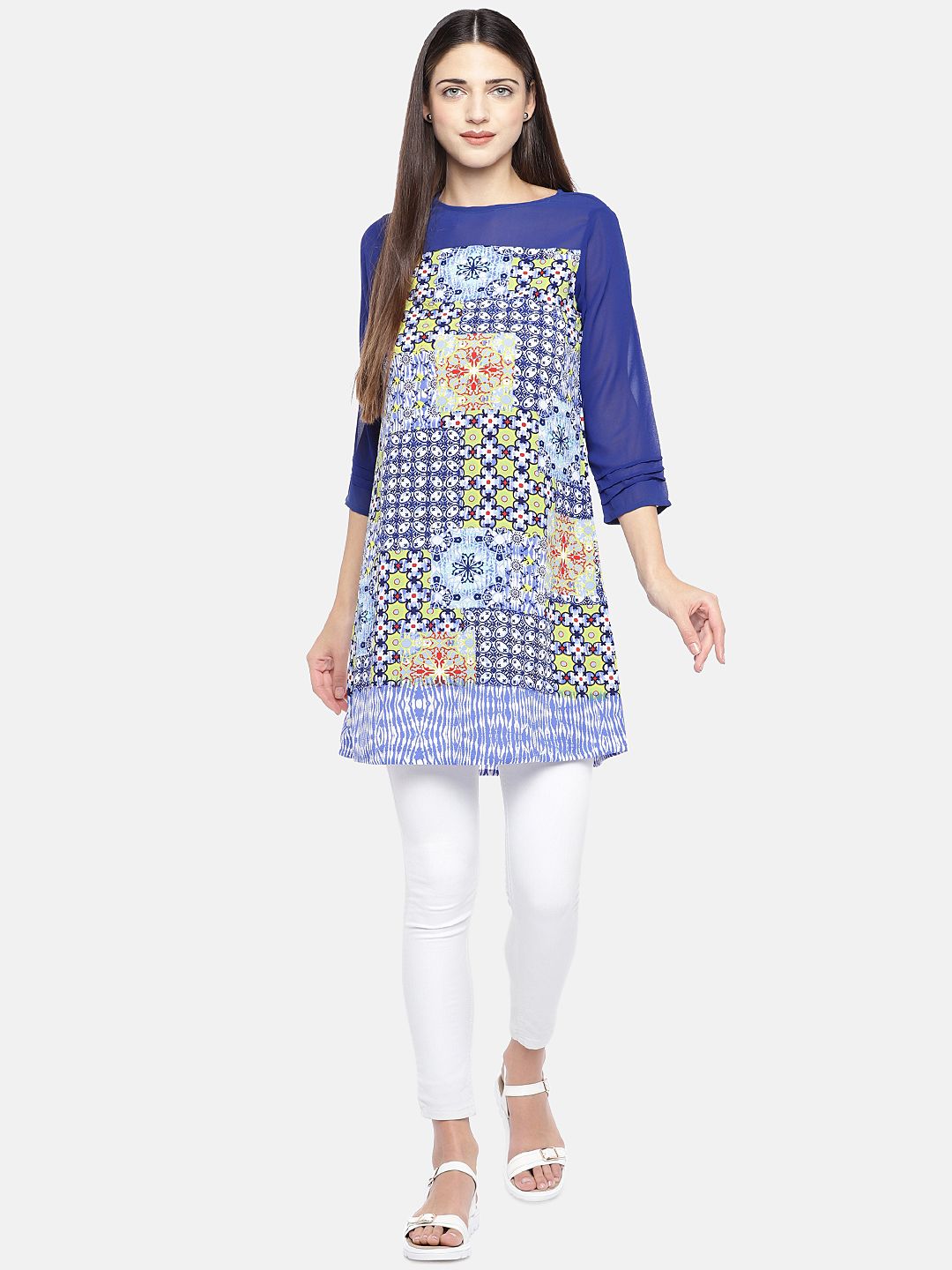 AND Blue Printed Tunic