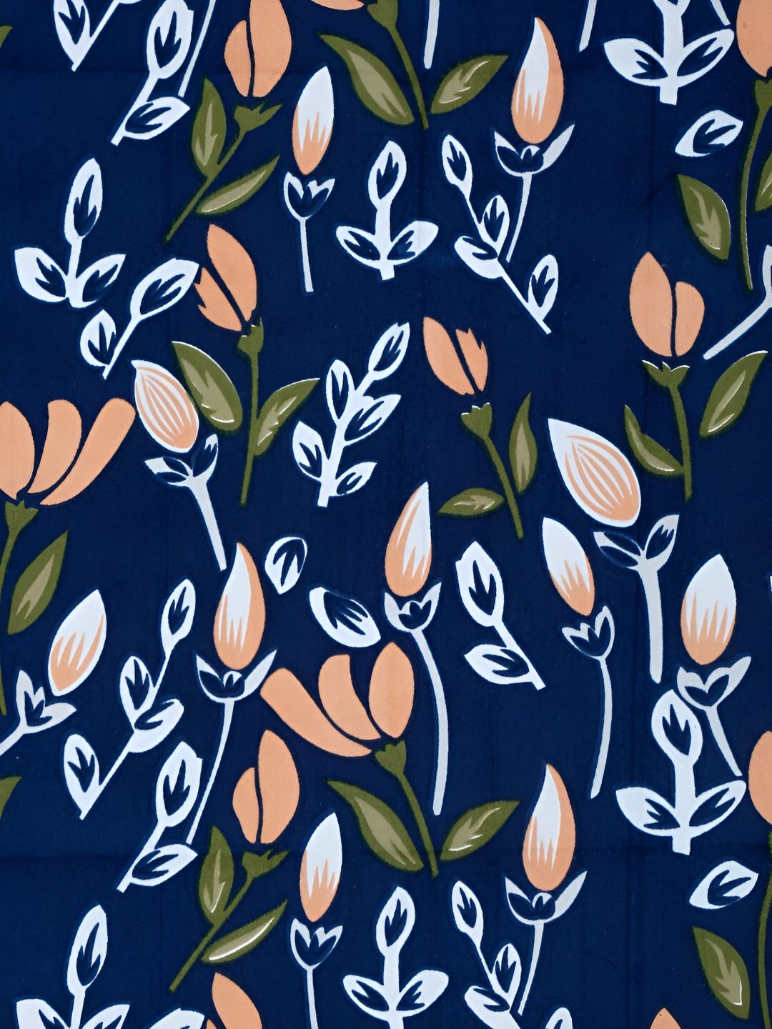 KLOTTHE Navy Blue Floral Printed 300TC Super King Bedsheet With 2 Pillow Covers