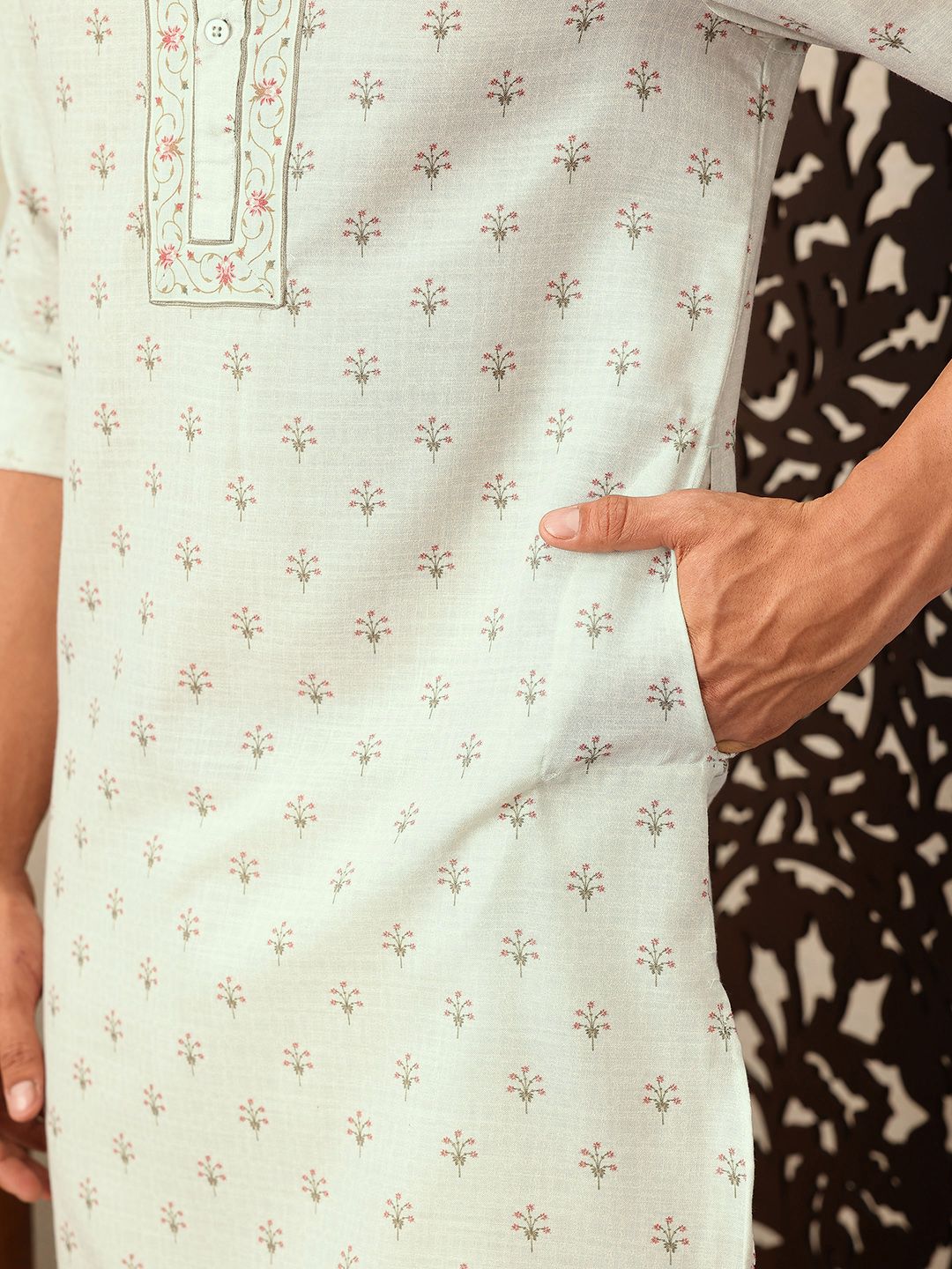 House of Pataudi Floral Printed Rozana Kurta