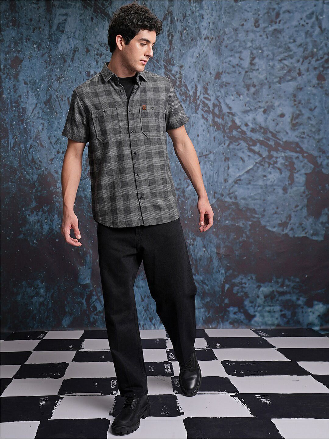 LOCOMOTIVE Checked Utility Pocket Regular Shirt