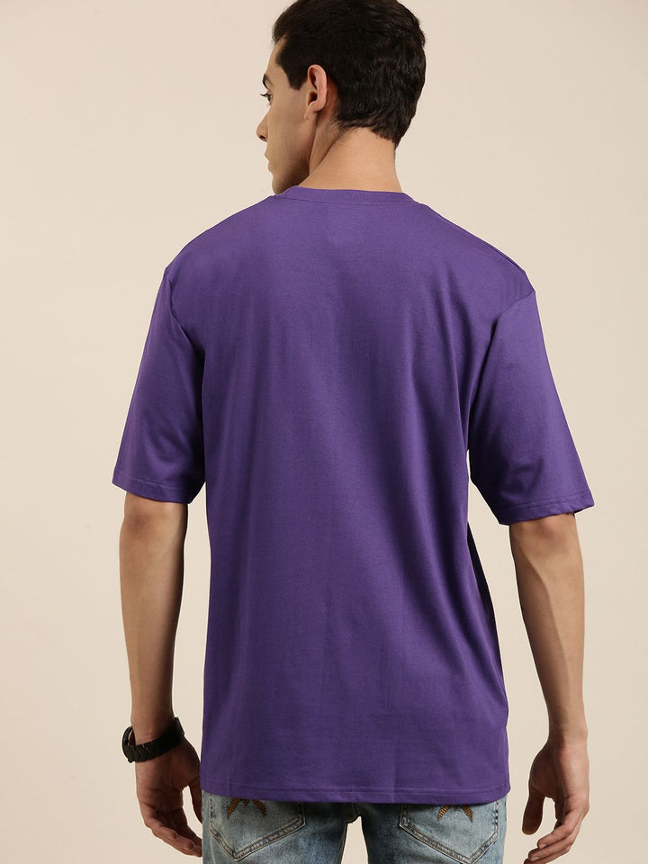 DILLINGER Men Navy Blue Typography Printed Pure Cotton Oversized T-shirt