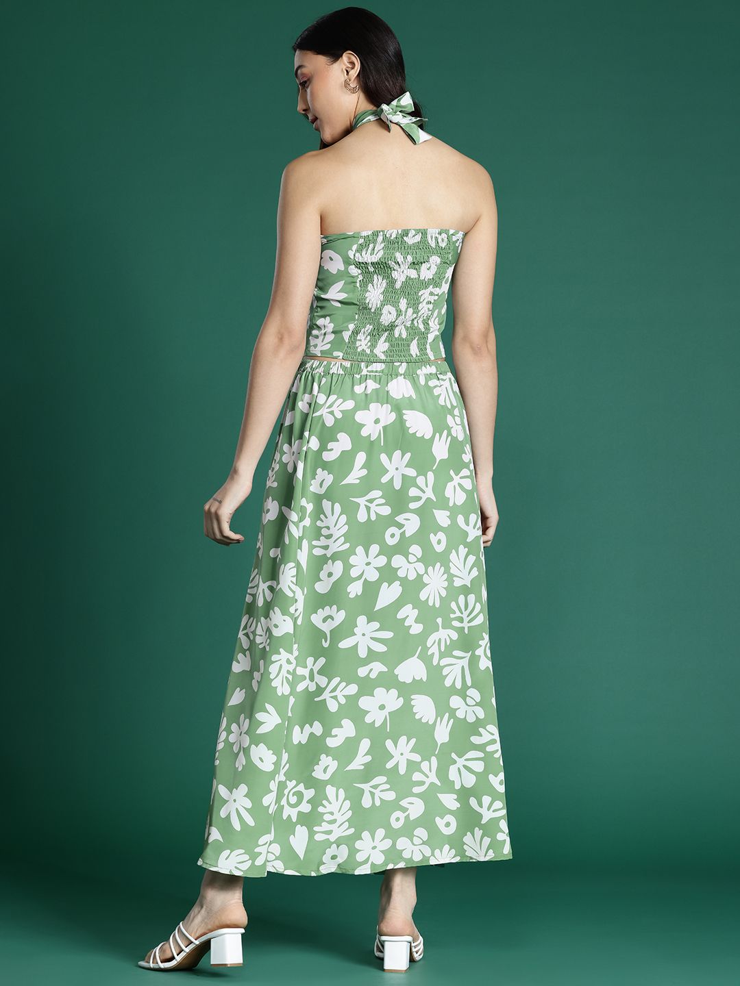 Dressberry Printed Backless Top with Skirt