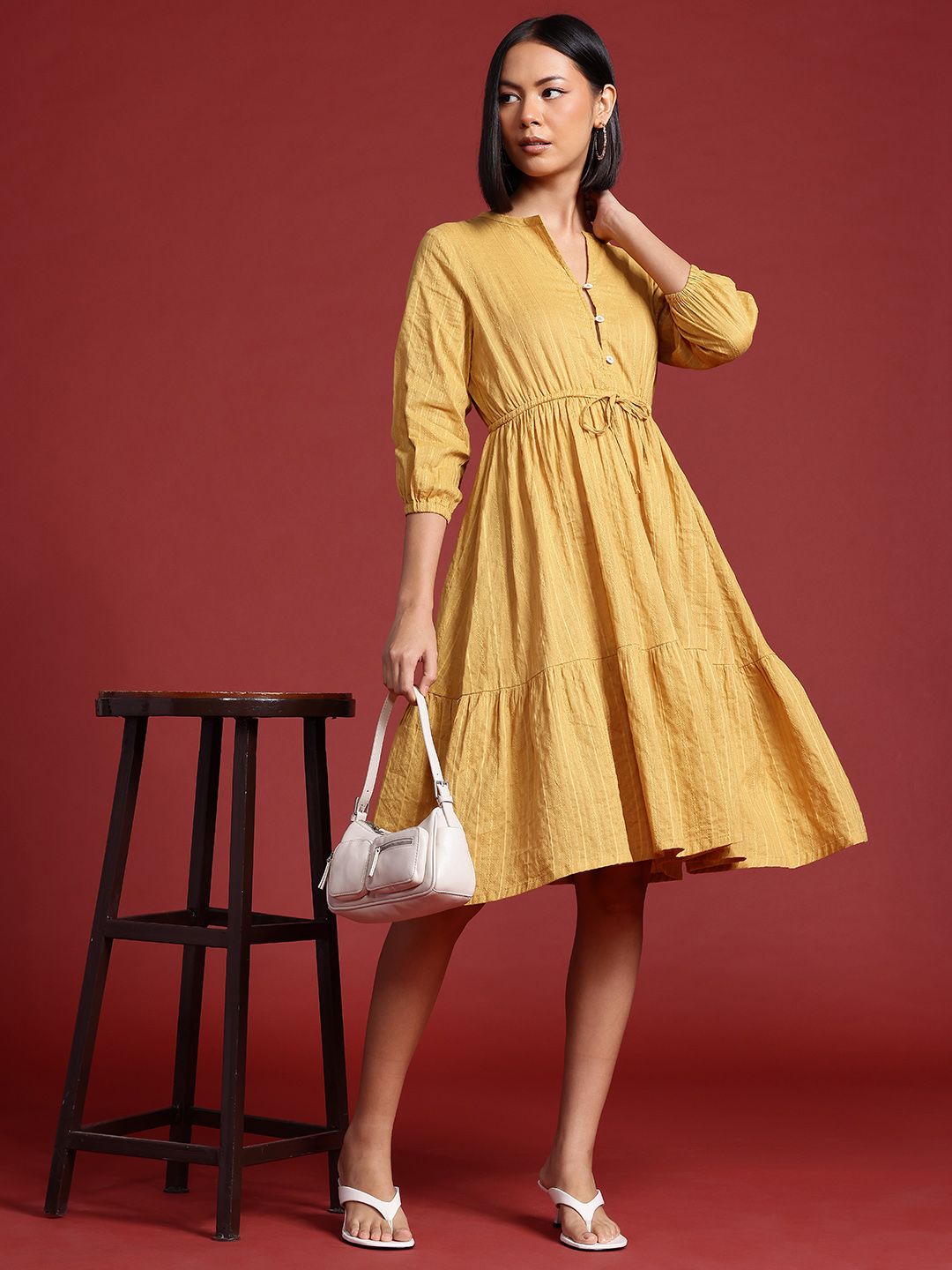 all about you Pure Cotton Puff Sleeve A-Line Dress