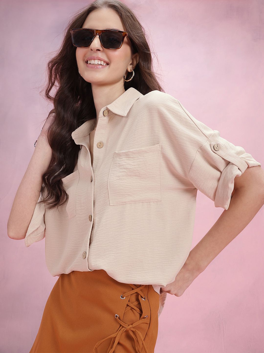 DressBerry Roll-Up Sleeve Oversize Shirt