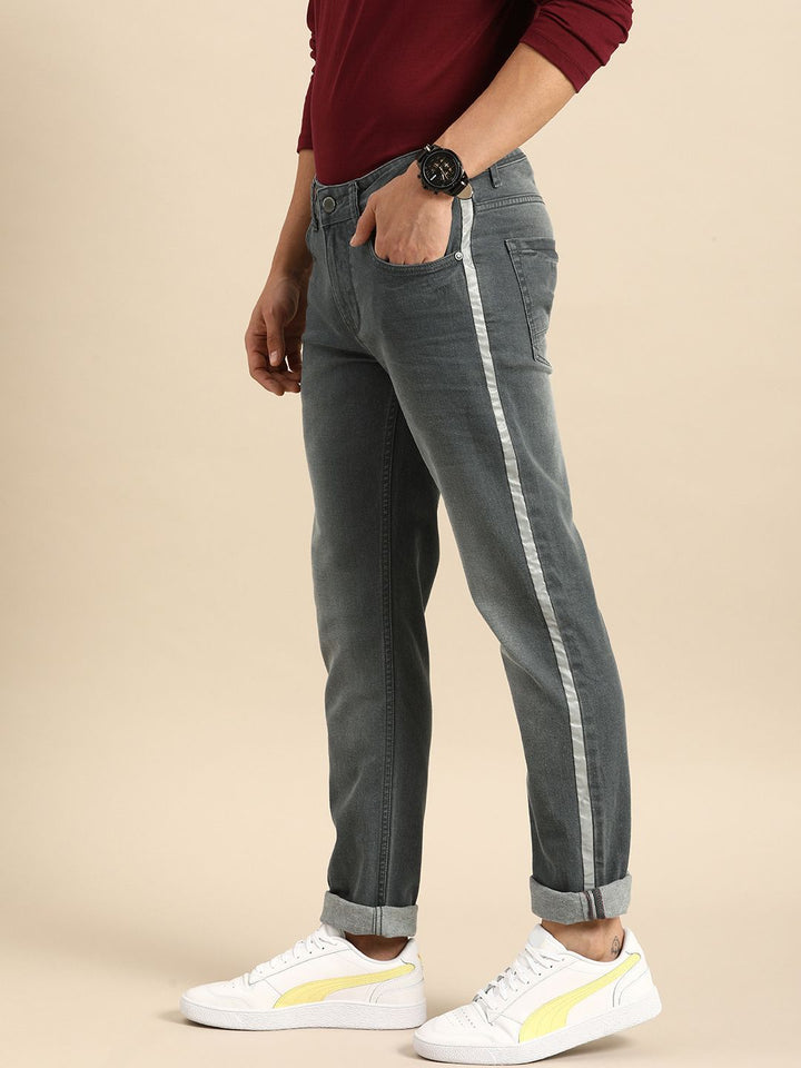 Being Human Clothing Men Grey Skinny Fit Mid-Rise Clean Look Jeans with Side Stripes