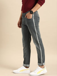 Being Human Clothing Men Grey Skinny Fit Mid-Rise Clean Look Jeans with Side Stripes