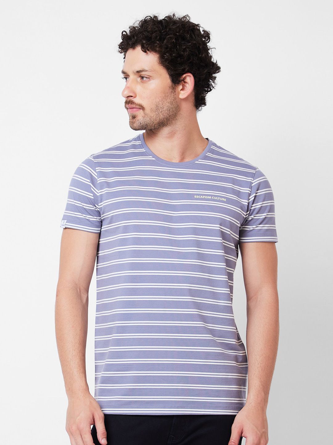 SPYKAR Striped Cotton Slim Fit T-shirt