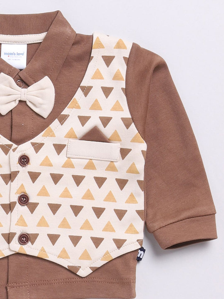 Moms Love Infant Boys Printed Pure Cotton Shirt with Joggers