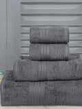 BOMBAY DYEING Grey 4 Pieces Pure Cotton 450 GSM Towel Set