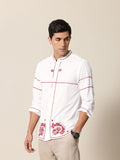 Mr Bowerbird Pure Cotton Floral Embroidered Tailored Fit Opaque Casual Shirt
